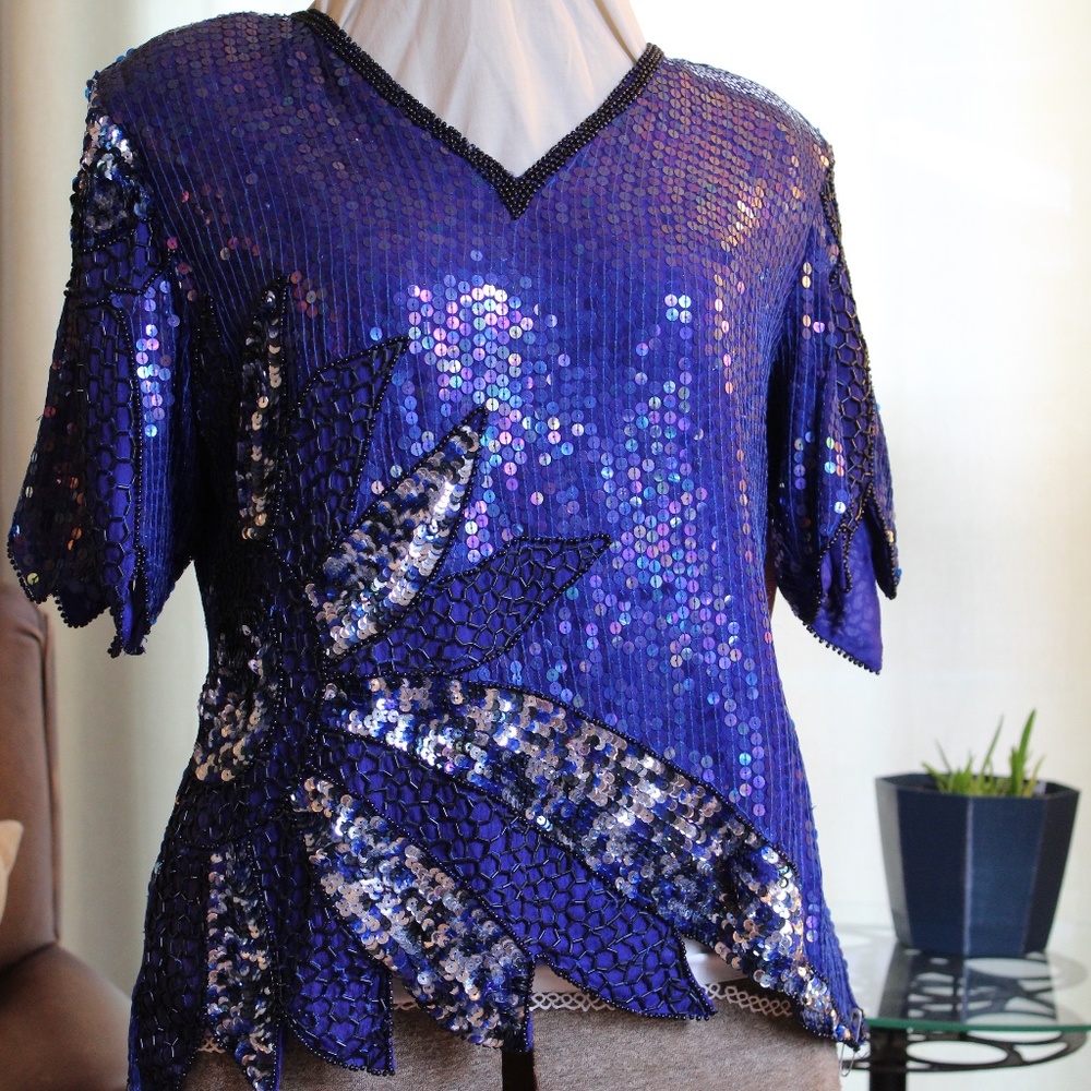 Vintage Silk + Sequins Stenay Top